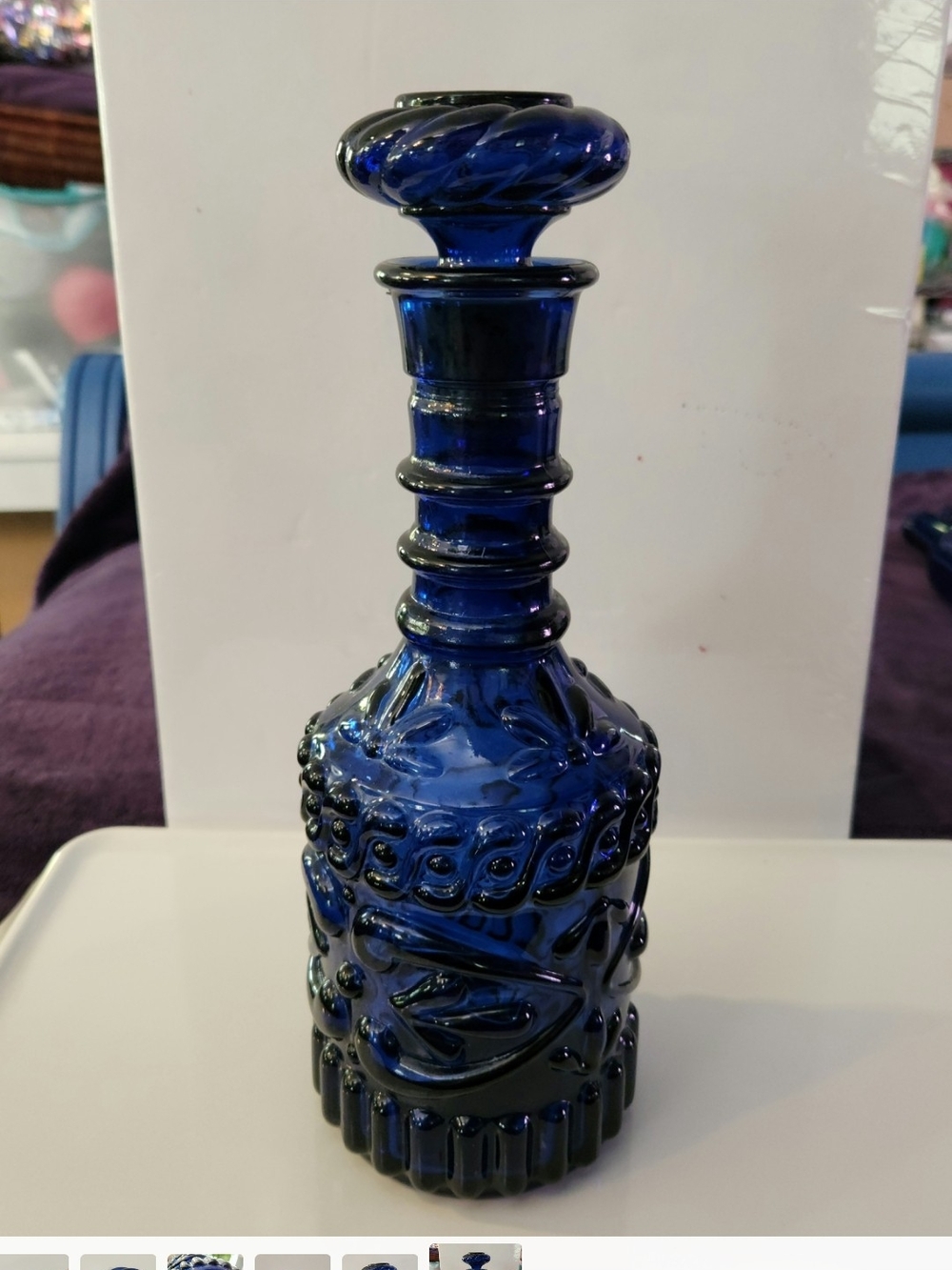 Vintage 1971 Jim Beam "Beam's Choice" Cobalt Blue Glass Decanter KY-DRB-230